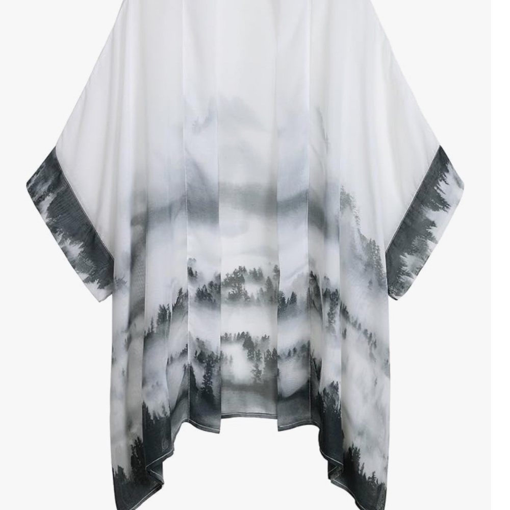 Women's Tops Loose Chiffon Kimono Cardigan Beach Swim Cover up OS
